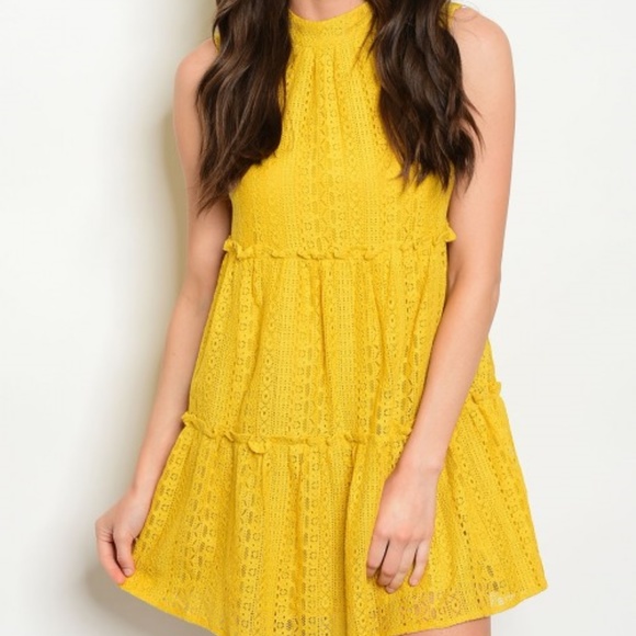 . Dresses & Skirts - LAST 1BOHO CHIC YELLOW LACE DRESS